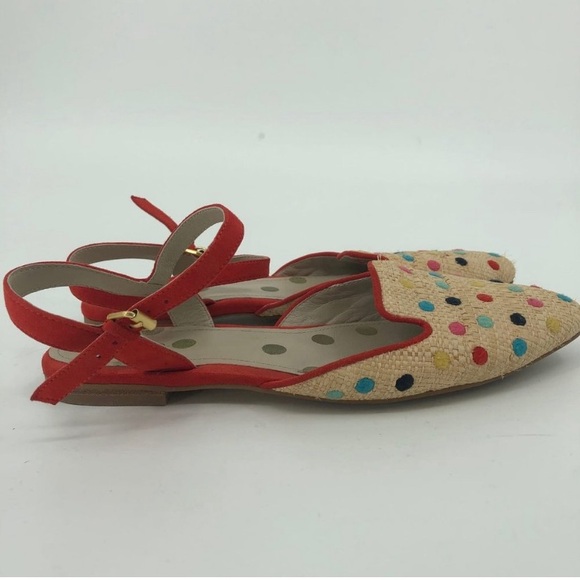 Boden Tan & Orange Polka Dot Flats & Loafers | Adjustable Ankle Strap - Picture 2 of 5